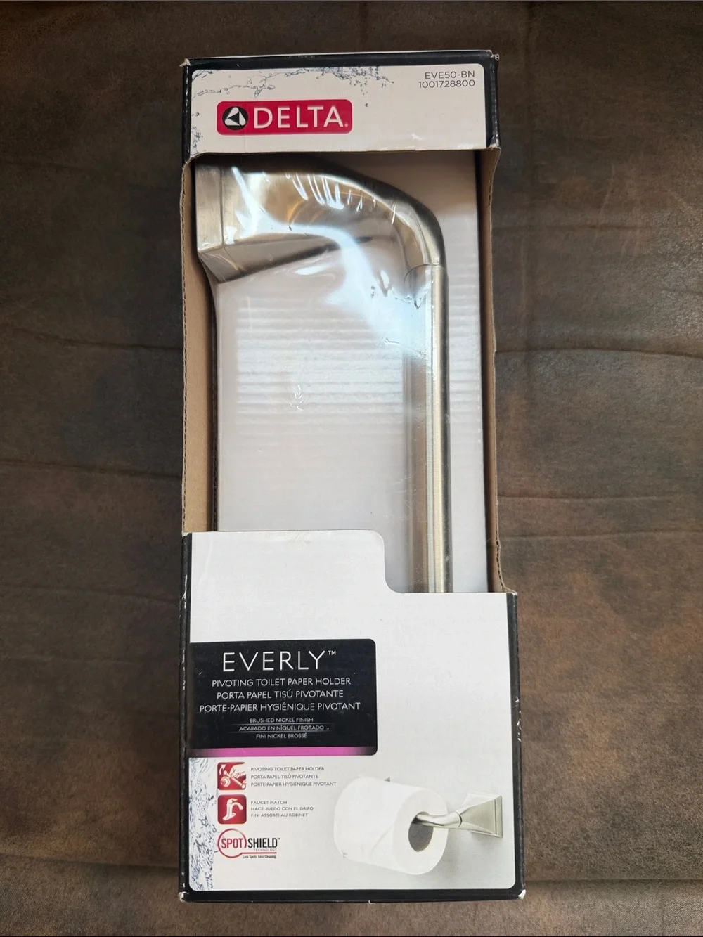 NIB Delta Everly Toilet Paper Holder in Brushed Nickel
